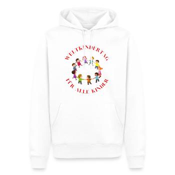 Weltkindertag für alle Kinder - Männer Premium Bio Hoodie - Weiß - Vorne - Nico (187cm)