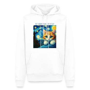 Sternennacht Katze - Männer Premium Bio Hoodie - Weiß - Vorne - Nico (187cm)