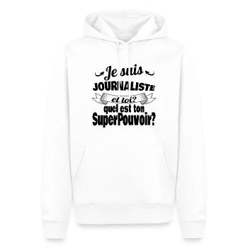 je suis journaliste - Sweat à capuche Premium bio Homme - blanc - Devant - Nico (187cm)
