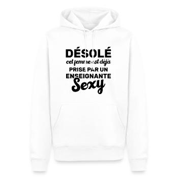 Désolé cet femme est déjà prise par un enseignante - Sweat à capuche Premium bio Homme - blanc - Devant - Nico (187cm)