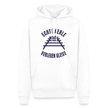 Echte Kerle verlegen Gleise Schienen - Männer Premium Bio Hoodie - Weiß - Vorne - Nico (187cm)