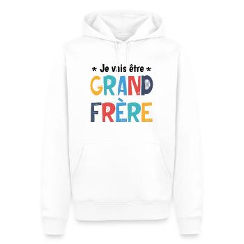 Futur grand frère - Bientôt grand frère - Sweat à capuche Premium bio Homme - blanc - Devant - Nico (187cm)