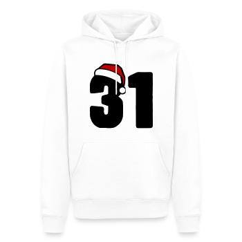 31 Numéro Noël - Sweat à capuche Premium bio Homme - blanc - Devant - Nico (187cm)