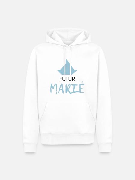 futur marié - Sweat à capuche Premium bio Homme - blanc