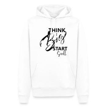 think big, start small, Sprüche - Männer Premium Bio Hoodie - Weiß - Vorne - Nico (187cm)