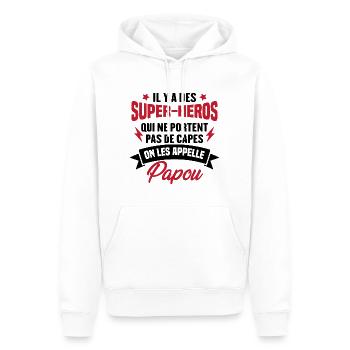 Papou super héros cadeau grand-père - Sweat à capuche Premium bio Homme - blanc - Devant - Nico (187cm)