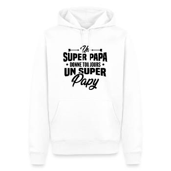Un super papa donne toujours un super papy - Sweat à capuche Premium bio Homme - blanc - Devant - Nico (187cm)