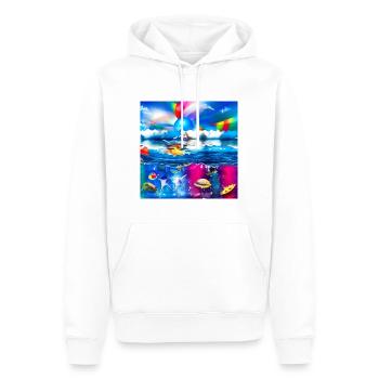 enfants s’amusant pendant les vacances d’été - Sweat à capuche Premium bio Homme - blanc - Devant - Nico (187cm)
