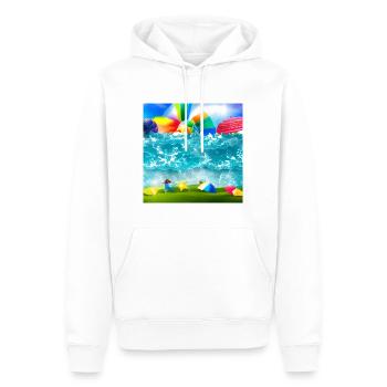 Enfants s’amusant pendant une journée ensoleillée - Sweat à capuche Premium bio Homme - blanc - Devant - Nico (187cm)