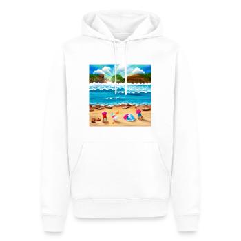 enfants jouant au bord de la mer - Sweat à capuche Premium bio Homme - blanc - Devant - Nico (187cm)