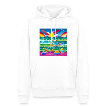 Kinder, die sich am Meer amüsieren - Männer Premium Bio Hoodie - Weiß - Vorne - Nico (187cm)