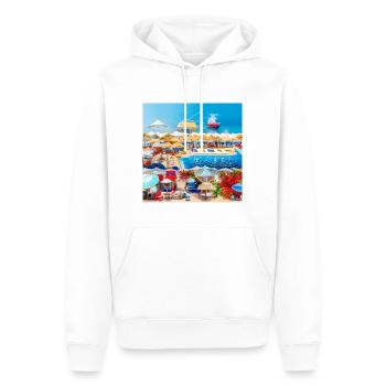 Passer des vacances ensoleillées au bord de la mer - Sweat à capuche Premium bio Homme - blanc - Devant - Nico (187cm)