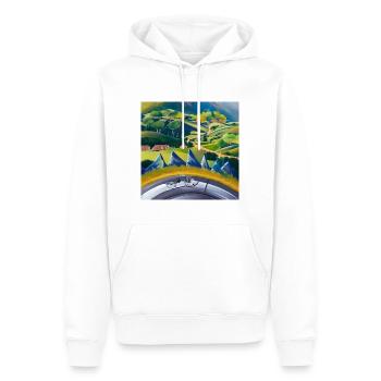 Fahrrad in den Bergen - Männer Premium Bio Hoodie - Weiß - Vorne - Nico (187cm)