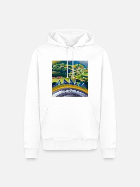 bicycle in mountains - Men’s Premium Organic Hoodie - white