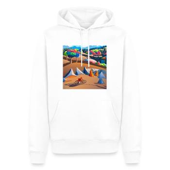 bike in sunny mountains - Men’s Premium Organic Hoodie - white - Front - Nico (187cm)
