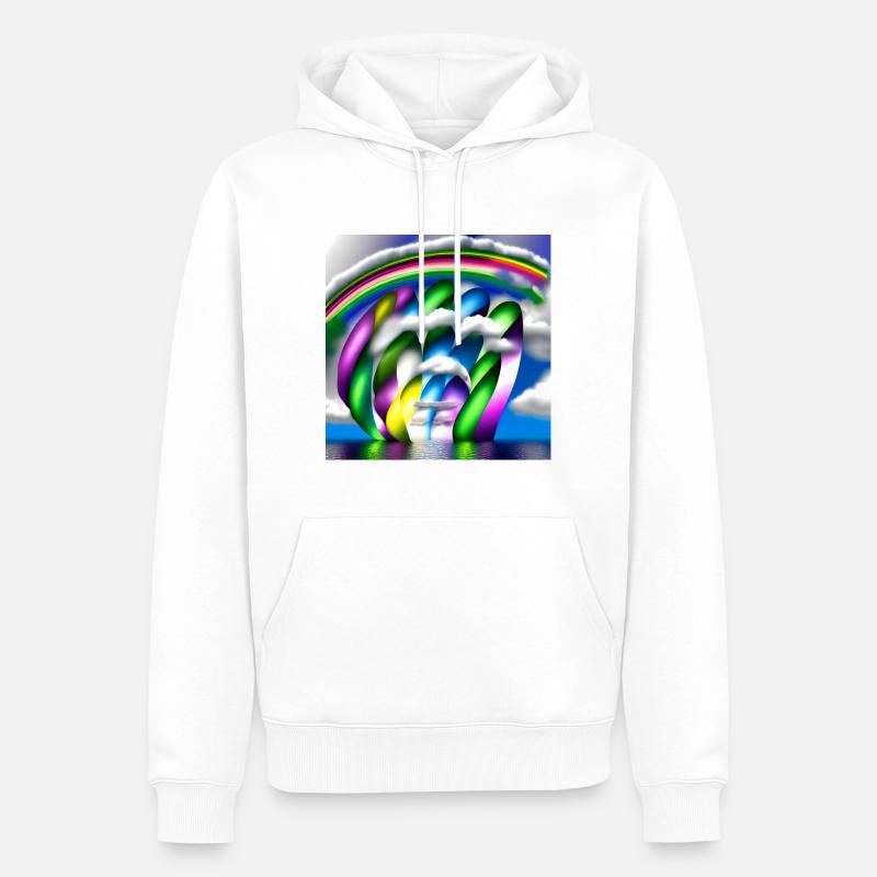 Arc-en-ciel dans les nuages - Sweat à capuche Premium bio Homme - blanc