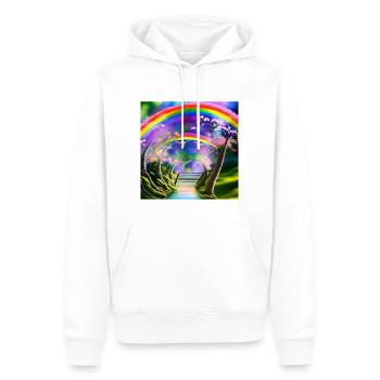 Arc-en-ciel au printemps - Sweat à capuche Premium bio Homme - blanc - Devant - Nico (187cm)