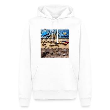 Plage ensoleillée - Sweat à capuche Premium bio Homme - blanc - Devant - Nico (187cm)