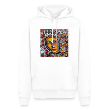 Abstraktes Gesicht - Männer Premium Bio Hoodie - Weiß - Vorne - Nico (187cm)