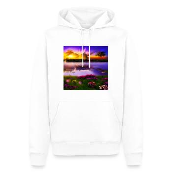 Soleil couchant sur l’eau - Sweat à capuche Premium bio Homme - blanc - Devant - Nico (187cm)