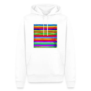 fines bandes horizontales de couleurs folles - Sweat à capuche Premium bio Homme - blanc - Devant - Nico (187cm)