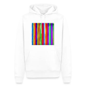 fines bandes verticales de couleurs folles - Sweat à capuche Premium bio Homme - blanc - Devant - Nico (187cm)