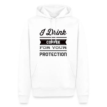 Je bois du café pour votre protection - Sweat à capuche Premium bio Homme - blanc - Devant - Nico (187cm)