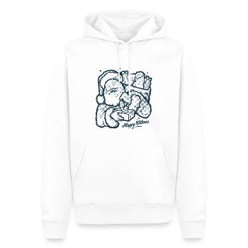 Happy catmas - un chat pour noël - Sweat à capuche Premium bio Homme - blanc - Devant - Nico (187cm)