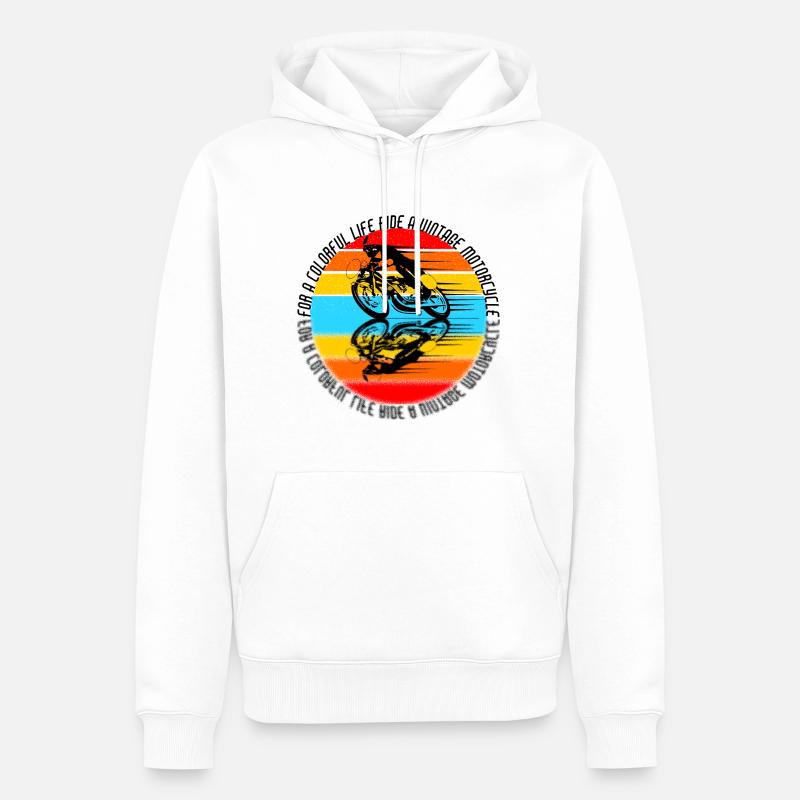DESSIN MOTO COURSE - Sweat à capuche Premium bio Homme - blanc