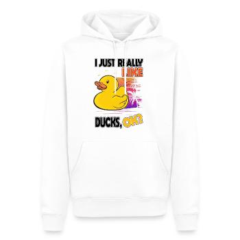 J'aime vraiment les canards Canard en caoutchouc - Sweat à capuche Premium bio Homme - blanc - Devant - Nico (187cm)