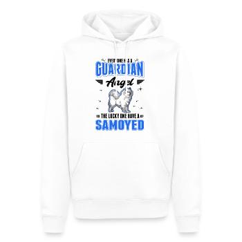 Chien de traîneau ange gardien Samoyède - Sweat à capuche Premium bio Homme - blanc - Devant - Nico (187cm)