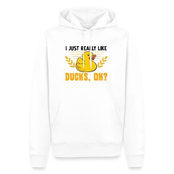 J'aime vraiment les canards Canard en caoutchouc - Sweat à capuche Premium bio Homme - blanc - Devant - Nico (187cm)