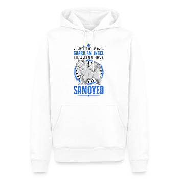 Chien de traîneau ange gardien Samoyède - Sweat à capuche Premium bio Homme - blanc - Devant - Nico (187cm)