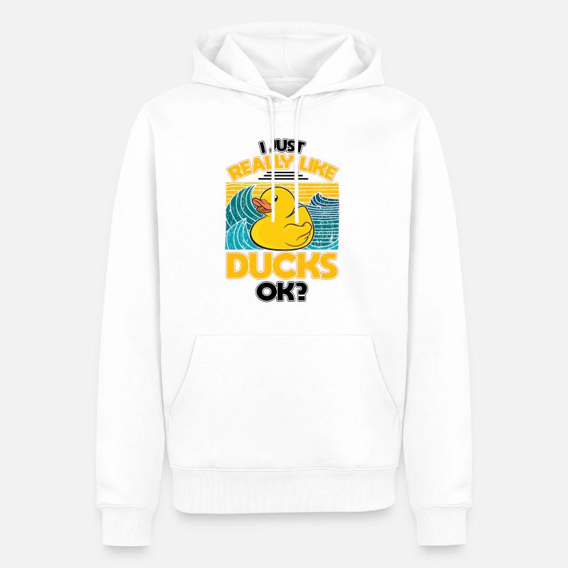 J'aime vraiment les canards Canard en caoutchouc - Sweat à capuche Premium bio Homme - blanc