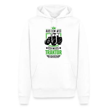 Aus dem Weg Ich muss Traktor fahren Traktorfahrer - Männer Premium Bio Hoodie - Weiß - Vorne - Nico (187cm)