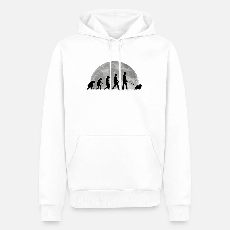Sheltie Evolution Mond Shetland Sheepdog - Männer Premium Bio Hoodie - Weiß