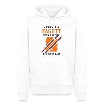 Warum ich Fagott spiele? Weil ich es kann - Männer Premium Bio Hoodie - Weiß - Vorne - Nico (187cm)