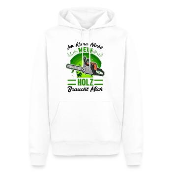 Ich kann nicht Mein Holz braucht mich Baumfäller - Männer Premium Bio Hoodie - Weiß - Vorne - Nico (187cm)