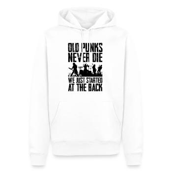 Les vieux punks ne meurent jamais, nous sommes juste à l’arrière 4 - Sweat à capuche Premium bio Homme - blanc - Devant - Nico (187cm)