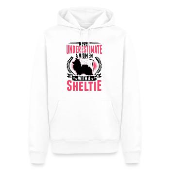 Sheltie Mme Shetland Berger - Sweat à capuche Premium bio Homme - blanc - Devant - Nico (187cm)