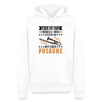 Posaune Alter Mann Posaunenspieler Posaunist - Männer Premium Bio Hoodie - Weiß - Vorne - Nico (187cm)