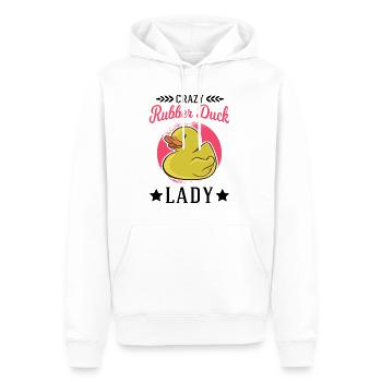 Canard en caoutchouc fou Lady Gummiente - Sweat à capuche Premium bio Homme - blanc - Devant - Nico (187cm)