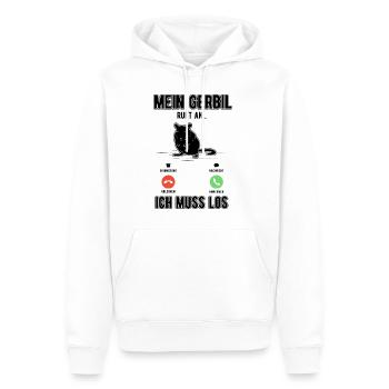 Mein Gerbil ruft an Ich muss los - Männer Premium Bio Hoodie - Weiß - Vorne - Nico (187cm)