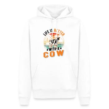 Life is better with a Cow Rinder Kühe Kuh - Männer Premium Bio Hoodie - Weiß - Vorne - Nico (187cm)