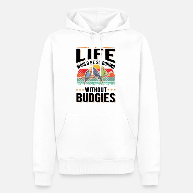 Budgerigar Cadeau Welli Perruche - Sweat à capuche Premium bio Homme - blanc