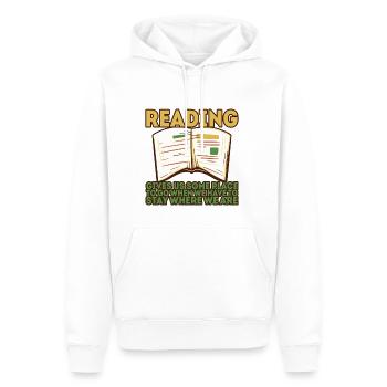 Reading Gives Us Some Place To Go 2 - Men’s Premium Organic Hoodie - white - Front - Nico (187cm)