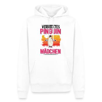 Verrücktes Pinguin Mädchen - Männer Premium Bio Hoodie - Weiß - Vorne - Nico (187cm)