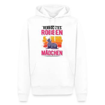 Verrücktes Robbe Mädchen Seelöwe - Männer Premium Bio Hoodie - Weiß - Vorne - Nico (187cm)