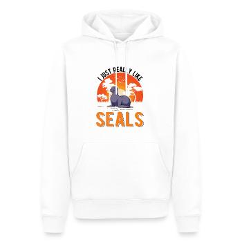 J’aime vraiment Seal Sea Lion Seal - Sweat à capuche Premium bio Homme - blanc - Devant - Nico (187cm)
