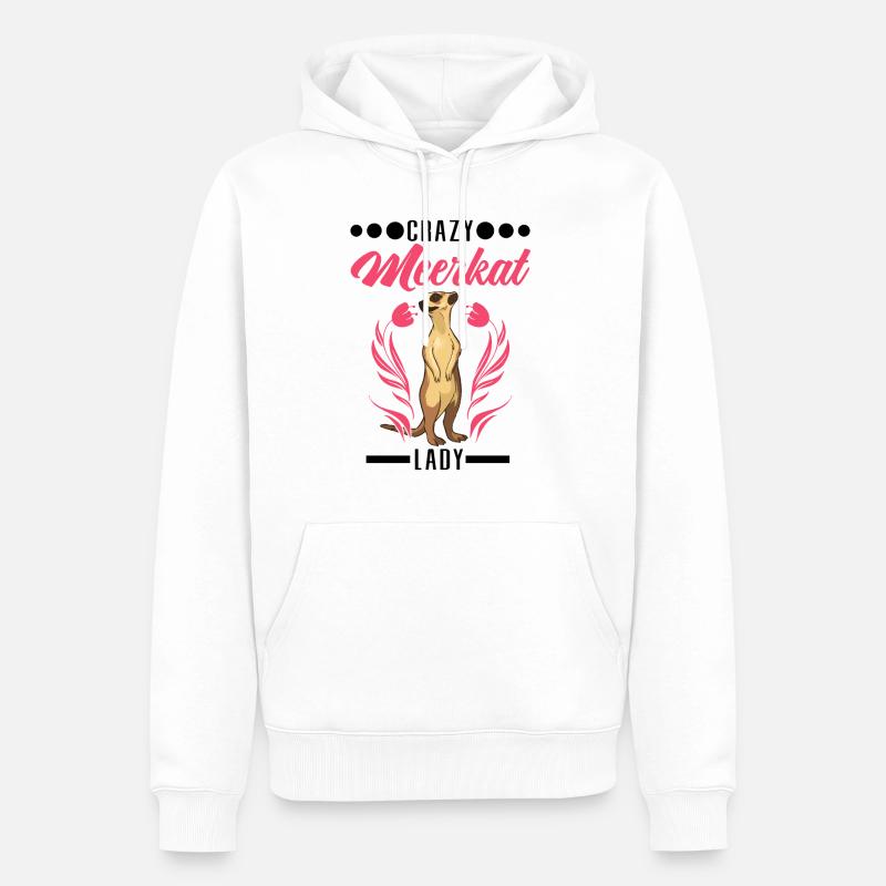 Dame suricate folle Erdmännchen - Sweat à capuche Premium bio Homme - blanc